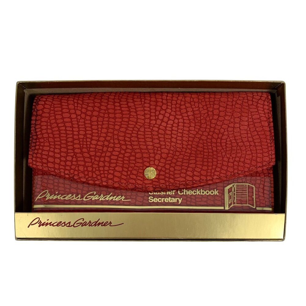Princess Gardner Stasher Checkbook Secretary Wallet Red Cowhide w/ Gift Box